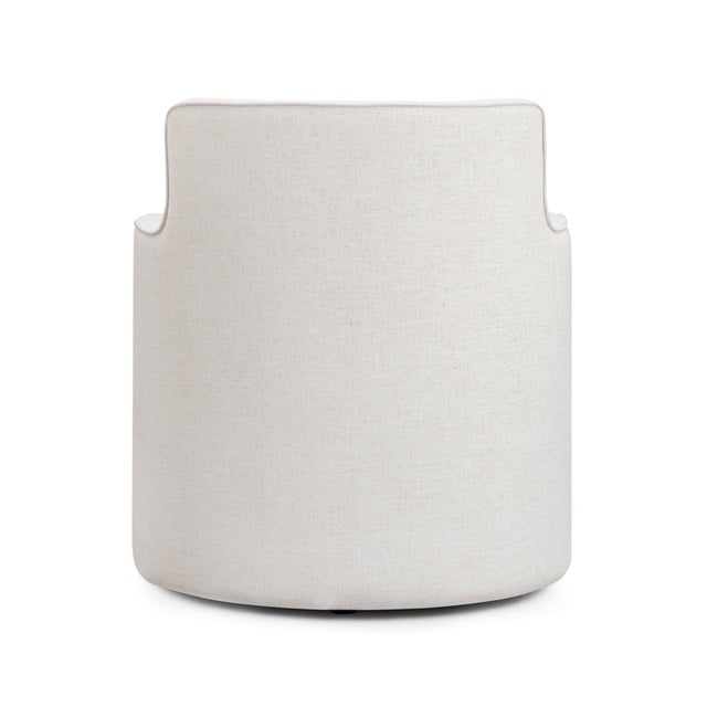 2020s Passe Upcycled Cream Linen Swivel Chair For Sale - Image 5 of 6