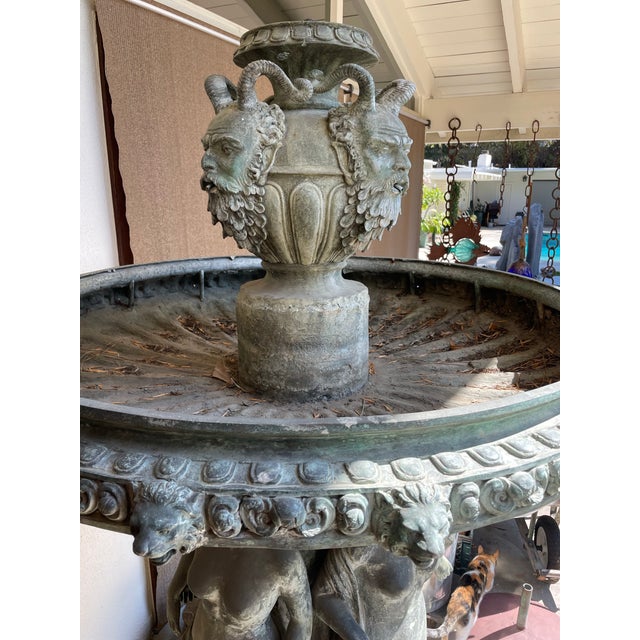 Monumental Neoclassical-Style Patinated Bronze Garden Fountain by S. Kelian For Sale - Image 9 of 12
