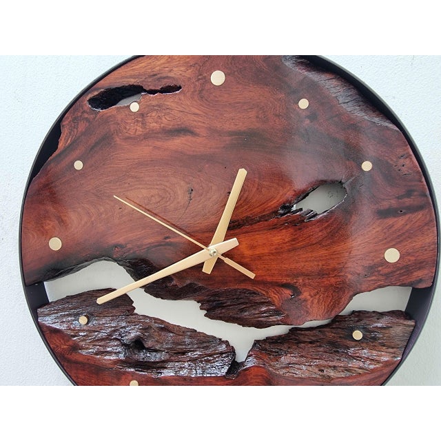 Wood Traces of the River – One-of-a-Kind Handcrafted Driftwood Wall Clock For Sale - Image 7 of 16
