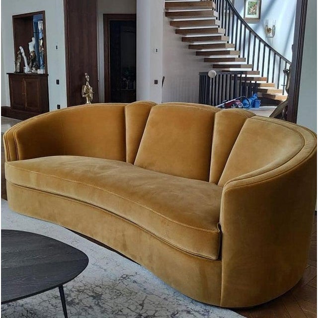 Contemporary Josephine 230 Sofa in Mustard Yellow Cotton Velvet Upholstery by Munna For Sale - Image 3 of 6