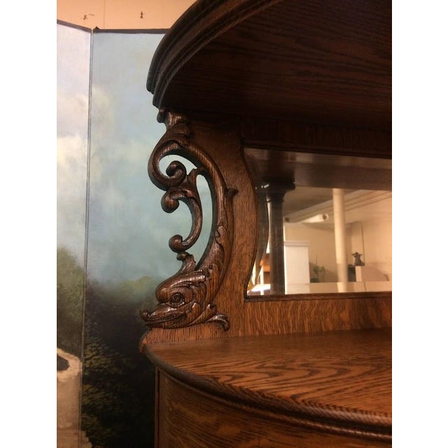 Victorian Antique Oak Bowfront China Cabinet, Bowfront Cabinet For Sale - Image 3 of 17
