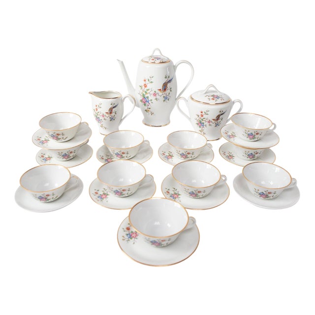 Porcelain Tea Set for Eleven from Limoges, 1950s, Set of 25 For Sale