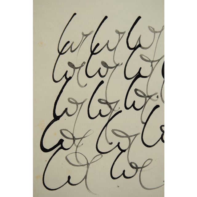 Postmodern Sabine Ebel, Script Forms, Ciphers, 1960s, Ink on Cardboard For Sale - Image 3 of 8