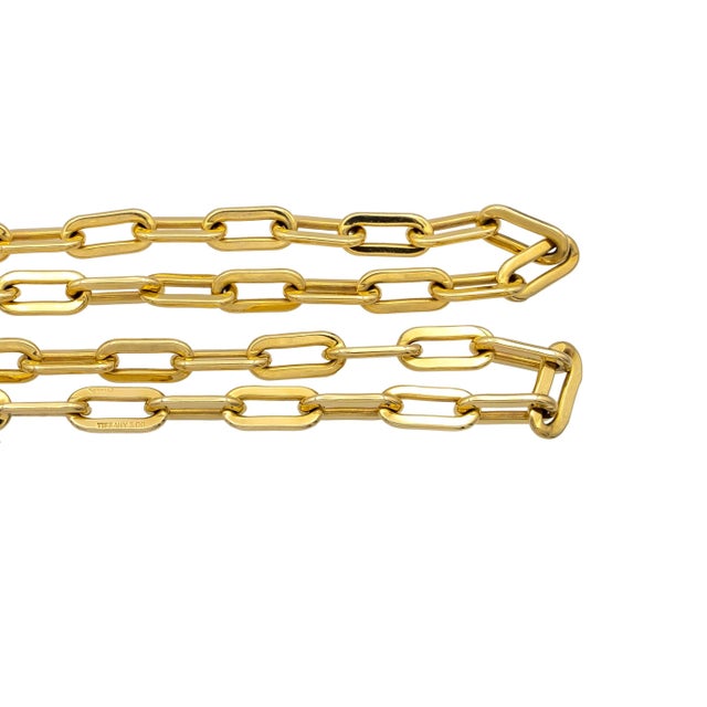 Tiffany and Co. Vintage Tiffany & Co. 14k Yellow Gold Paper Clip Chain Necklace 36" 1960s For Sale - Image 4 of 10