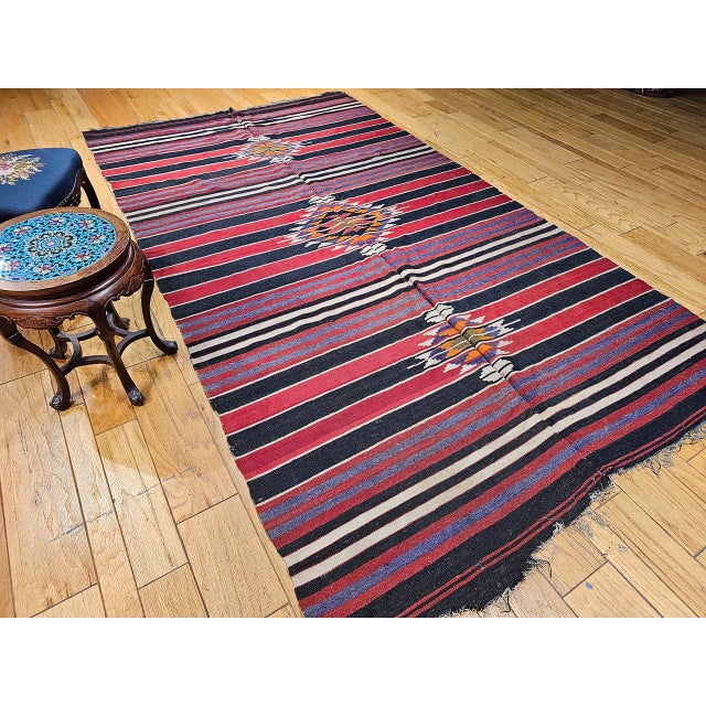 Mid 20th Century Vintage Turkish Kilim Rug, Handwoven Wool, Southwestern Design, , 6x11 For Sale - Image 5 of 14