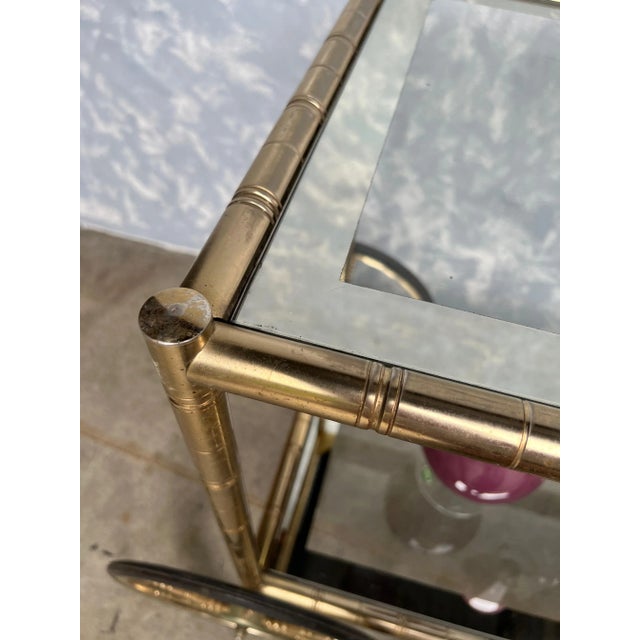 French Mid Century Modern Brass Bar Cart For Sale - Image 11 of 13