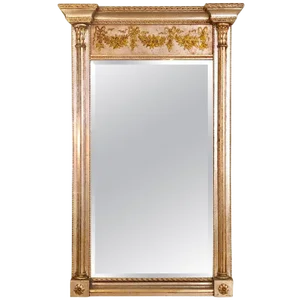 Italian Console Mirror Having Silver Leaf Eglomise Design by LaBarge