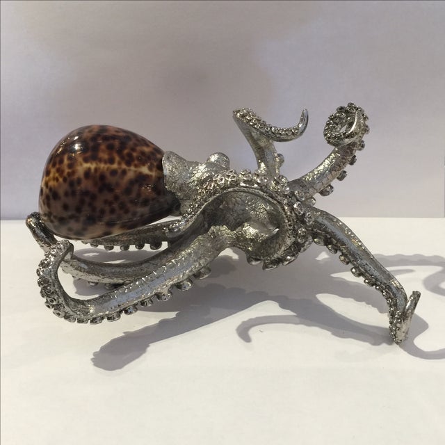 Vintage Metal & Shell Octopus Sculpture Chairish