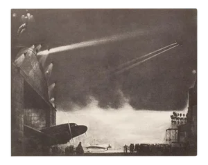 1939 After "Airport" by William Heaslip, First Edition Period Offset Lithograph