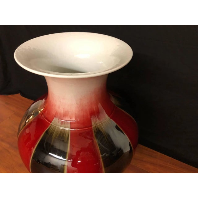 Porcelain Oxblood and Black Floor Vase on Stand Chairish