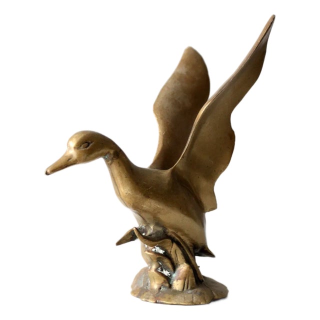 Mid 20th Century Brass Duck Figurine For Sale