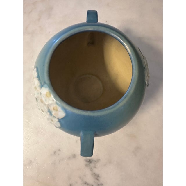 Ceramic Roseville Pottery Primrose Art Deco Jardiniere Vase "285-6" Blue 1932 For Sale - Image 7 of 9