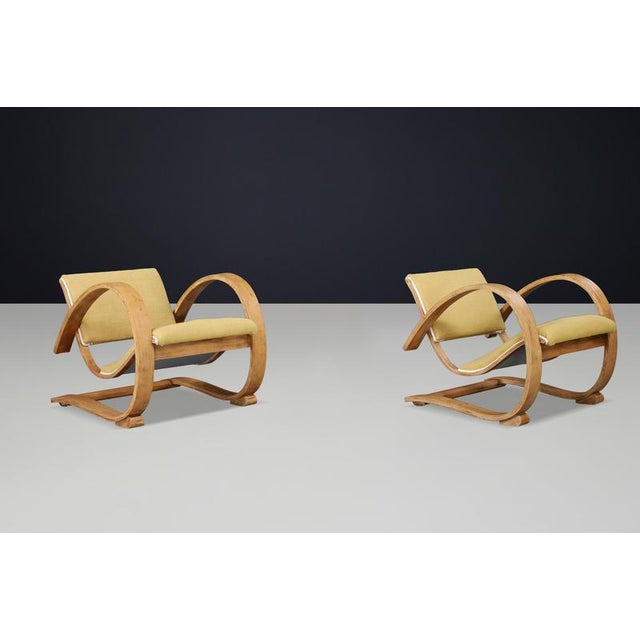Low Art Deco French Lounge Chairs in Sculptural Bentwood, 1930s, Set of 2 For Sale - Image 6 of 11