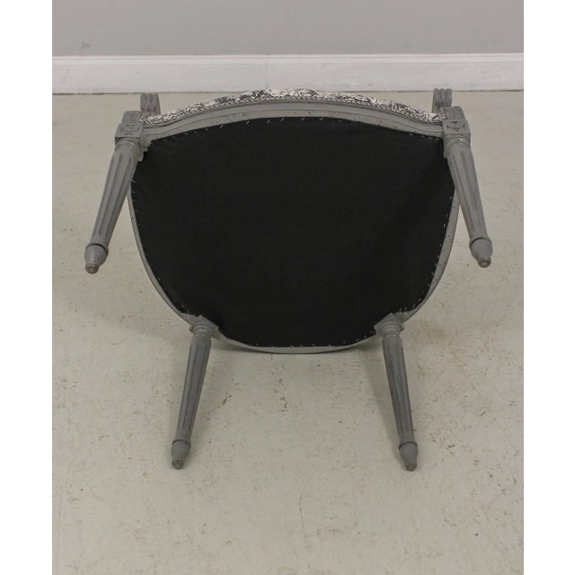Pair French Louis XVI Custom Upholstered Painted Armchairs For Sale - Image 12 of 13