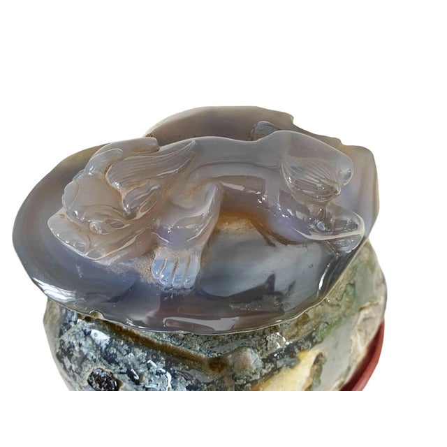 Gemstone Smoky Carnelian Agate Stone with Foo Dog For Sale - Image 7 of 8