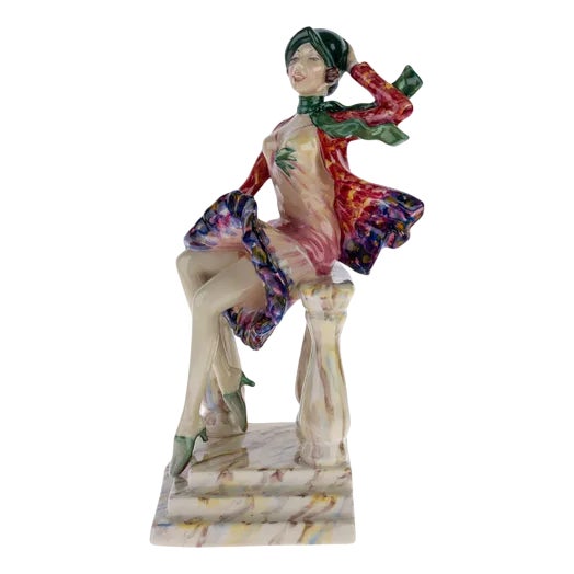Art Deco La Brise Peggy Davies Sculpture Figure Porcelain For Sale