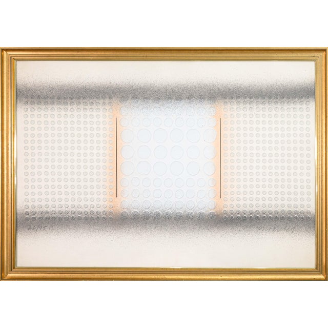 A modernist cast paper with three dimensional details by Paul Maxwell. Hand signed in pencil on the lower right with an...