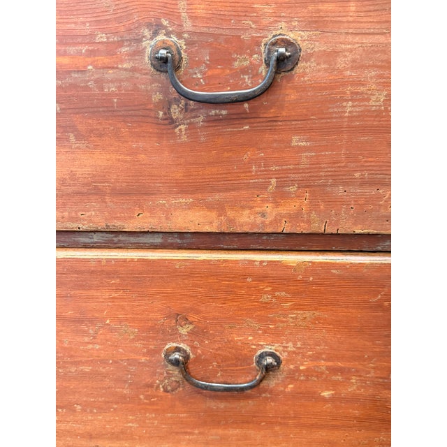 Brick Red Late 19th Century Large Pine Chest of Drawers With Orignal Paint For Sale - Image 8 of 10