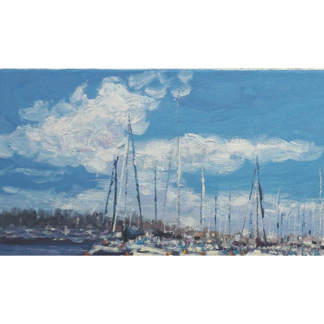 Original Oil Painting, Sailboat by Sean Wu For Sale - Image 4 of 5
