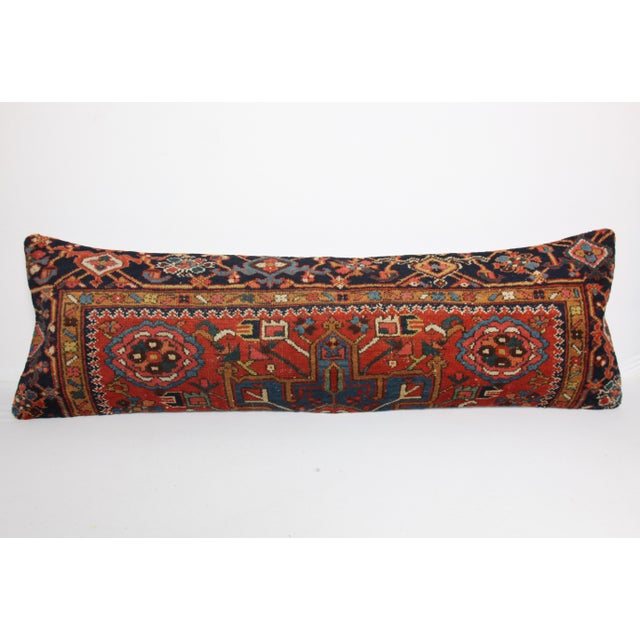 Textile Antique Multi Color Tones Persian Lumbar Rug Pillow Cover -15'' X 47'' For Sale - Image 7 of 12