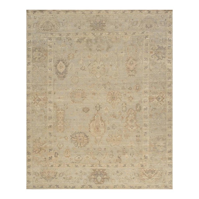 Oushak Wool Blue Area Rug, 8' 2'' X 10' 1'' For Sale