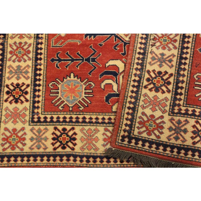 1990s 1990s 1990s Rustic Super Kazak Rust/Beige Wool Rug For Sale - Image 5 of 9