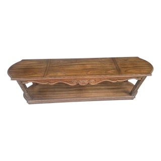 1970s Heritage Furniture French Provincial Carved Walnut Low Console Table For Sale