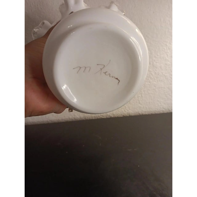 American Fenton 1970s Silvercrest Milk Glass Violets Vase For Sale - Image 3 of 5