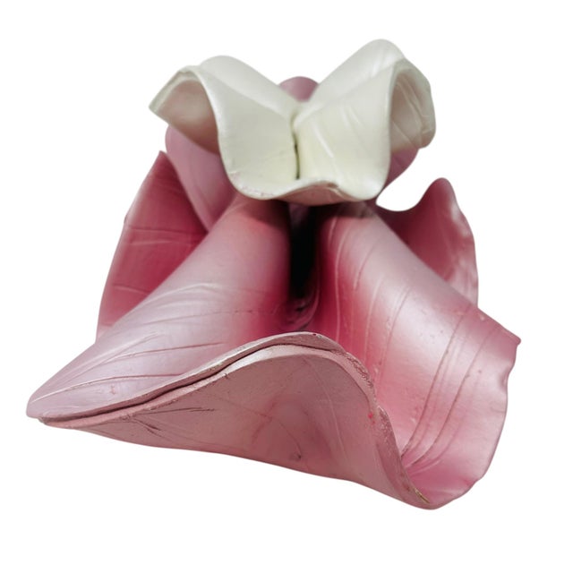 Large 15" Keith Fortley Signed Post-Modern Sculptural Flower Centerpiece – Pink & Opalescent White For Sale - Image 9 of 17
