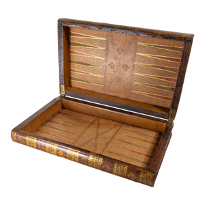 20th Century Faux Leather Book Game Box for Chess, Checkers or Backgammon