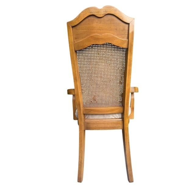 Vintage French Provincial Cane Back Dining Chairs, Newly Reupholstered – Set of 6 For Sale - Image 12 of 16