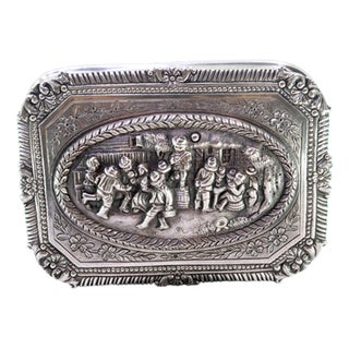 Silver Box with Figures in High Relief For Sale