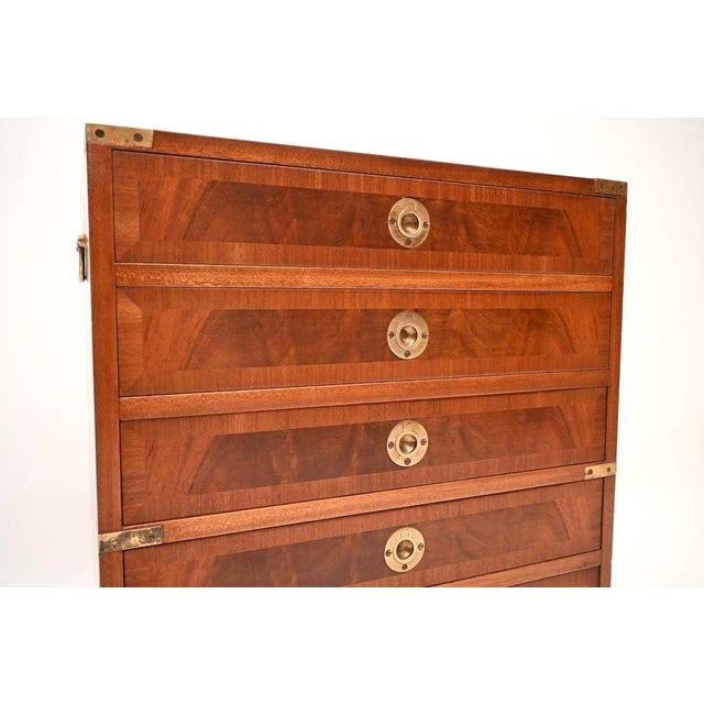 Brown Vintage Military Campaign Chest of Drawers, 1930 For Sale - Image 8 of 10
