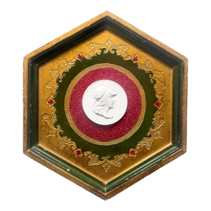 Intaglio on Florentine Frame Mixed Media by Dorothy Art, Emerald Green With Red