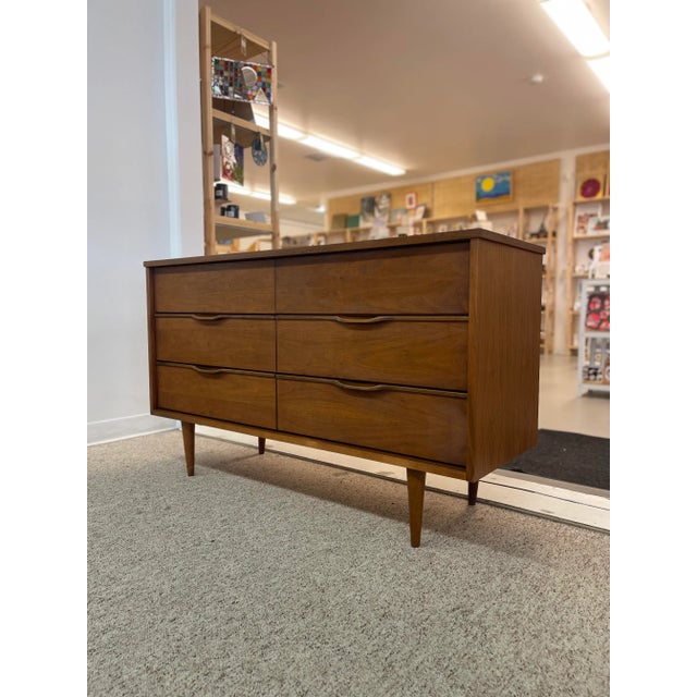 Mid-Century Modern 1970s Vintage Mid Century Modern Dresser With Wood Carved Handles. For Sale - Image 3 of 9
