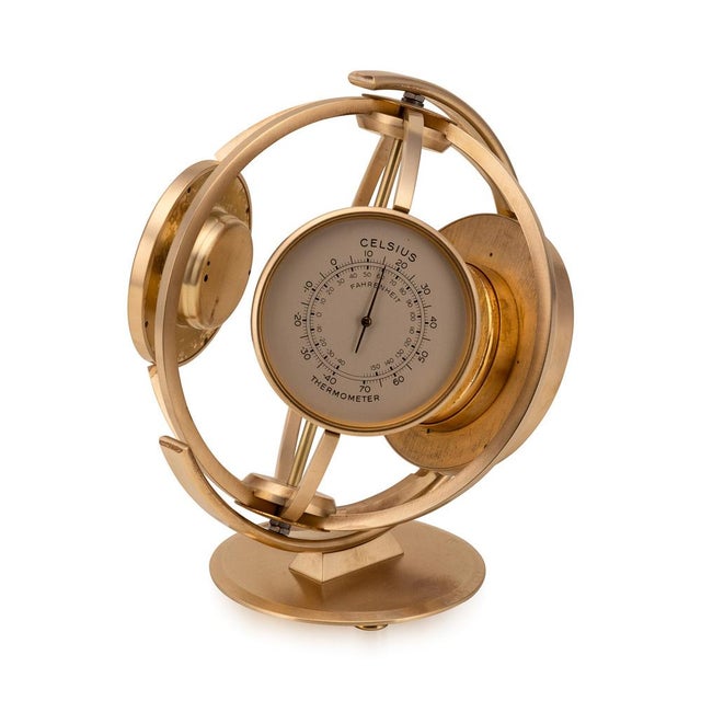 Vintage Swiss World Time Clock with Thermometer and Barometer, 1960s For Sale - Image 6 of 14