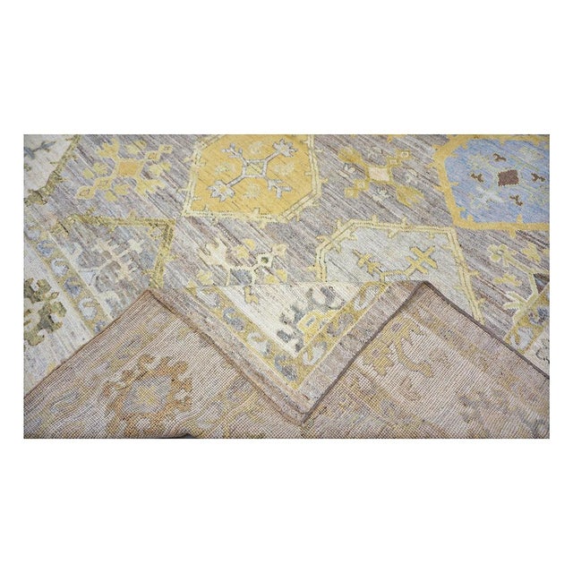Gray 21st Century Turkish Oushak 11x15 Grey, Ivory, Olive & Yellow Handmade Area Rug #1144074 For Sale - Image 8 of 13