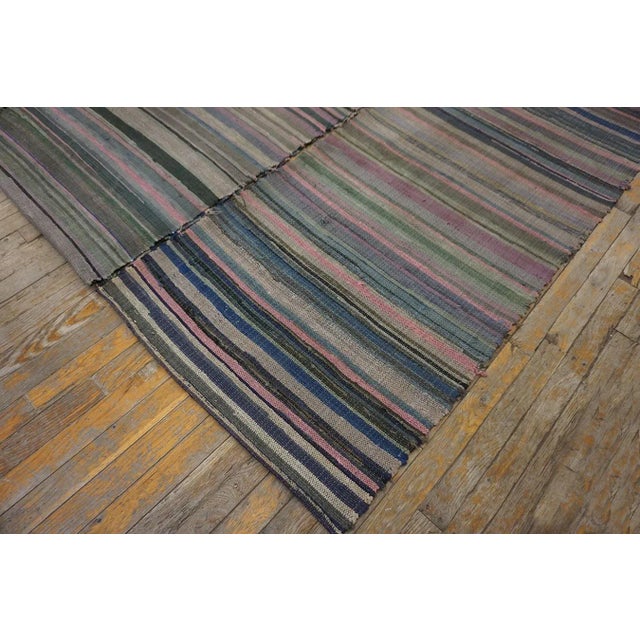 1920s Multicolor Stripe Design Antique American Shaker Flat Weave Cotton Rag Rug For Sale - Image 10 of 14