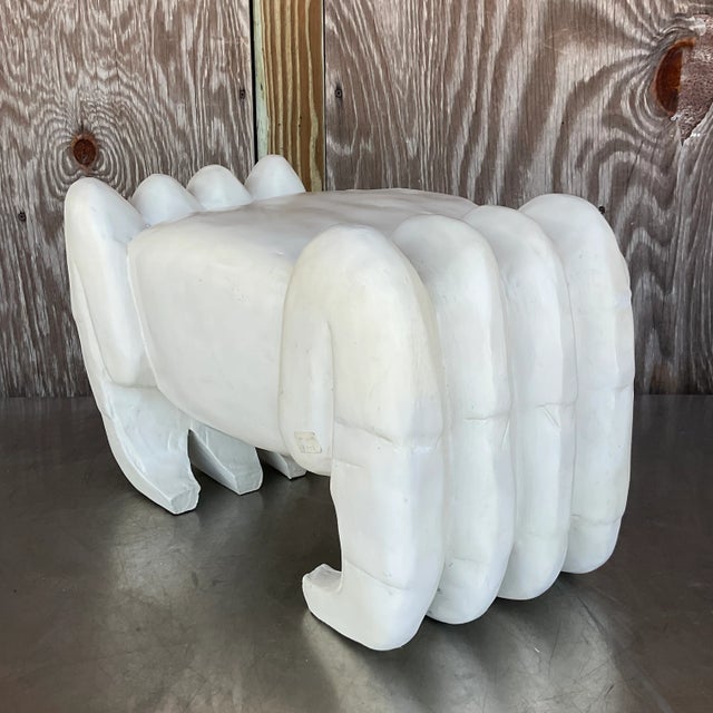 Vintage Coastal Carved Crab Low Stool For Sale - Image 9 of 10