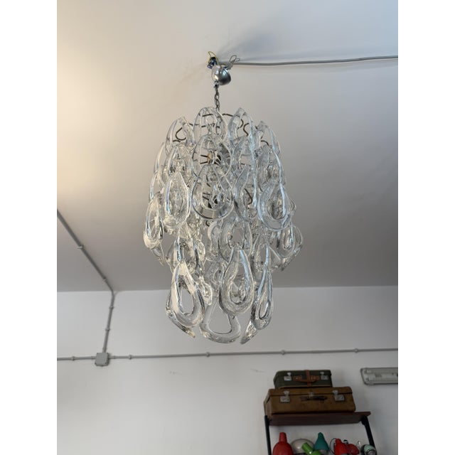 Five-Light Murano Glass Pendant Light by Angelo Mangiarotti for Vistosi, 1967 For Sale - Image 6 of 11