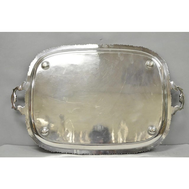 Antique Barker Ellis Victorian Silver Plated Serving Platter Bar Tray Engraved For Sale - Image 16 of 18