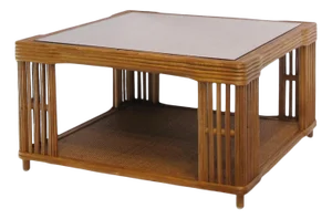 1990s Restored Large Modern Presidents Stick Reed Rattan Nantucket Coffee Table