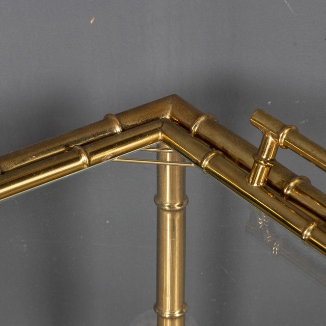 20th Century French Bamboo Effect Brass & Glass Drinks Trolley, 1970s, Set of 2 For Sale - Image 9 of 16