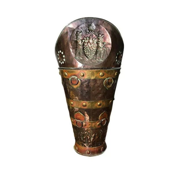 A fantastic 19th century large brass and copper coal bucket. This superb item is offered with all the original handles and...