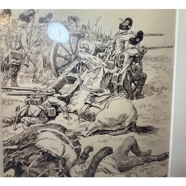 Original 19th Century Antique Henri Pille Military War Battle Pen Ink Drawing For Sale - Image 11 of 18