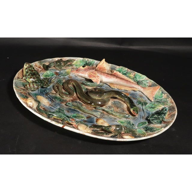 Late 19th Century French Majolica Palissy Dish, Longchamp For Sale - Image 11 of 14