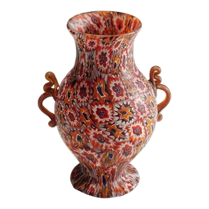 Antique Fratelli Toso Millefiori Lamp With Handles, Murano Circa 1910
