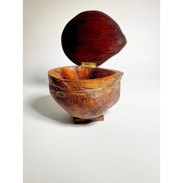 Brown Wood and Brass Tabacco Pot, French, 1970s For Sale - Image 3 of 10