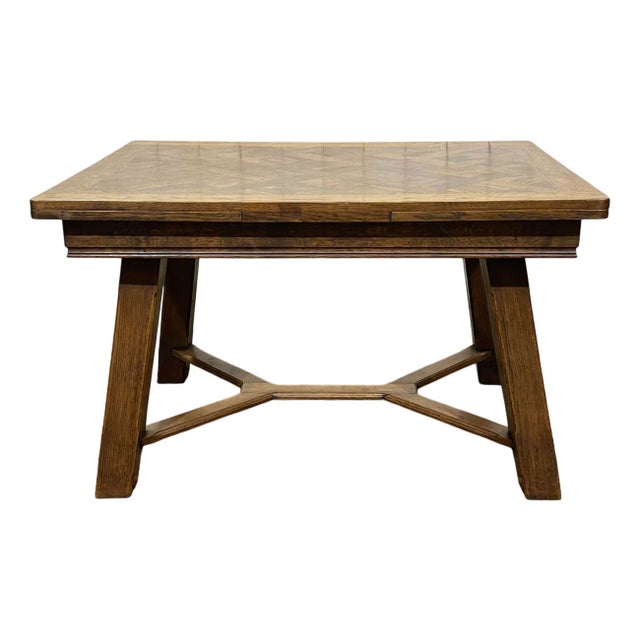 Oak Table with 2 Extensions, 1930s For Sale