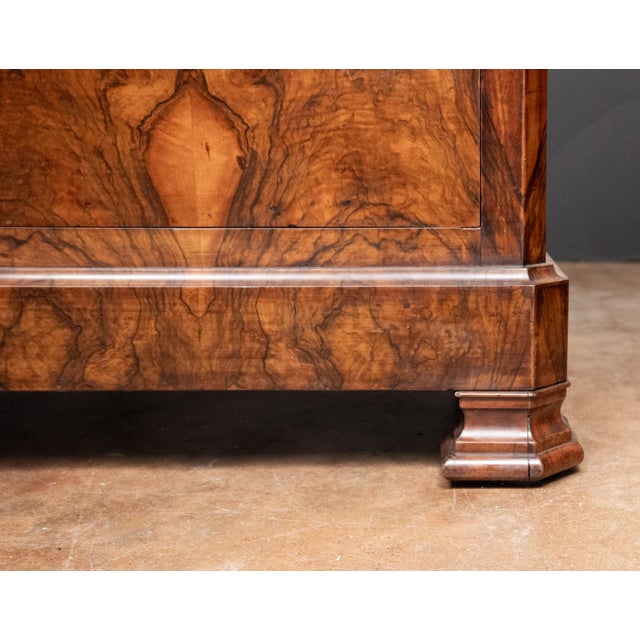 French Louis Philippe Chest or Commode of Burr Walnut With Marble Top For Sale - Image 10 of 12